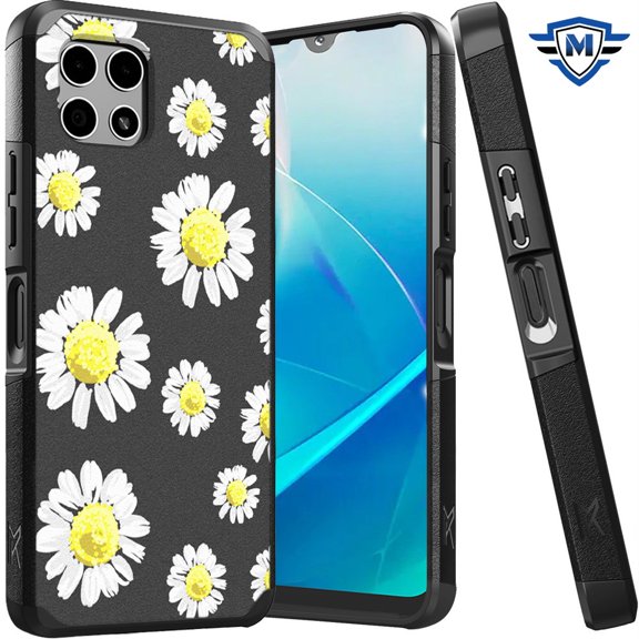 Designed for T-Mobile Revvl 7 Pro 5G Graphic Design Pattern Hard PC TPU 2in1 Tough Strong Hybrid Shockproof Armor Frame Phone Case Cover [Chamomile Flowers]
