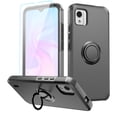 thumbnail image 1 of Designed for T-Mobile Revvl 7 Pro 5G Kickstand Hybrid with 360° Rotate Ring Stand Magnetic Hard PC TPU Shockproof + Screen Protectror Phone Case Cover [Gray], 1 of 12