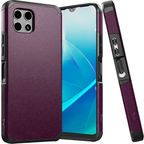 Designed for T-Mobile Revvl 7 Pro 5G Ultra Slim Fit Tough Strong Protection Shock Absorption Hybrid Dual Layer Hard PC + TPU Rubber Armor Phone Case Cover [Dark Purple]