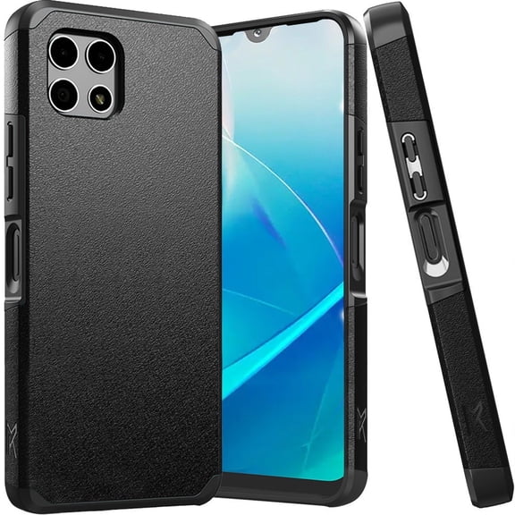 Designed for T-Mobile Revvl 7 Pro 5G Ultra Slim Fit Tough Strong Protection Shock Absorption Hybrid Dual Layer Hard PC + TPU Rubber Armor Phone Case Cover [Black]