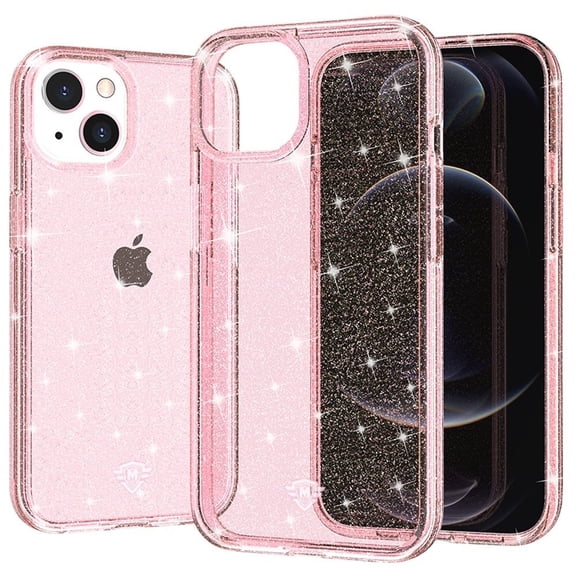 Designed for Apple iPhone 15 (6.1") Premium Glitter Shiny Sparkle Bling [MagSafe Compatible] TPU Rubber Hard PC Back Hybrid Phone Case Cover [Pink]
