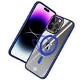 thumbnail image 1 of Designed for Apple iPhone 15 Pro Max Magnetic Circle Ring Stand Transparent Alloy Chrome Frame Hybrid with MagSafe Compatible Phone Case Cover [Blue], 1 of 4