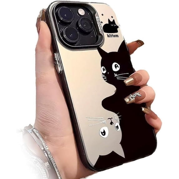 Designed for IPhone Case,Cute Art Cartoon Cat Pattern Shockproof Protective Cover Phone Case (iPhone 12 Pro,Grey)