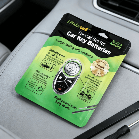 Designed for Lincoln Vehicles Graphene Cold-resistant CR2032 3V Button Battery (4 Pack) with 2 Free Disassembly Tools
