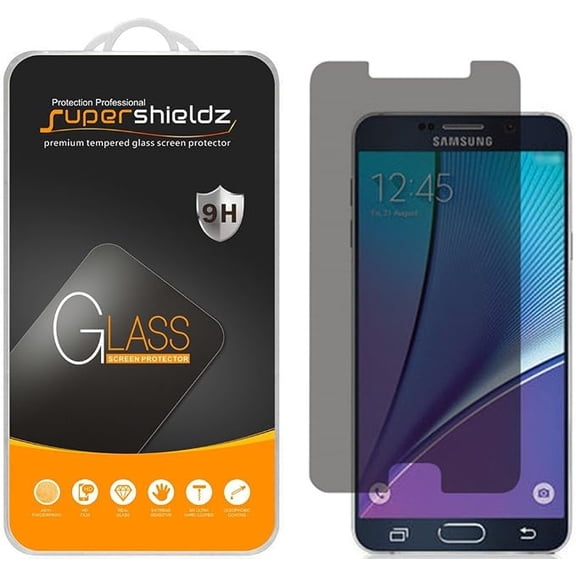 Designed for Note 5 (Privacy) Anti Spy Tempered Glass Screen Protector, 0.33mm, Anti Scratch, Bubble Free