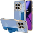 thumbnail image 1 of Designed for OnePlus 11 5G Case with Strap Luxury Plating Gold Bumper Phone Cover Wristband Kickstand Full Body Protective Slim Case for Women-Blue, 1 of 9