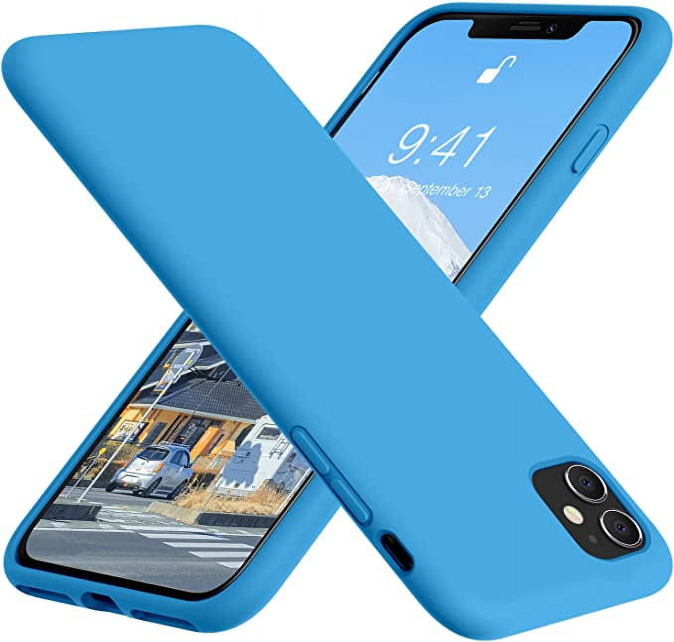DOMAVER iPhone 11 Case Silicone iPhone 11 Phone Cases Women Men Gel Rubber  Microfiber Lining Cushion Texture Cover Shockproof Protective, Light Blue