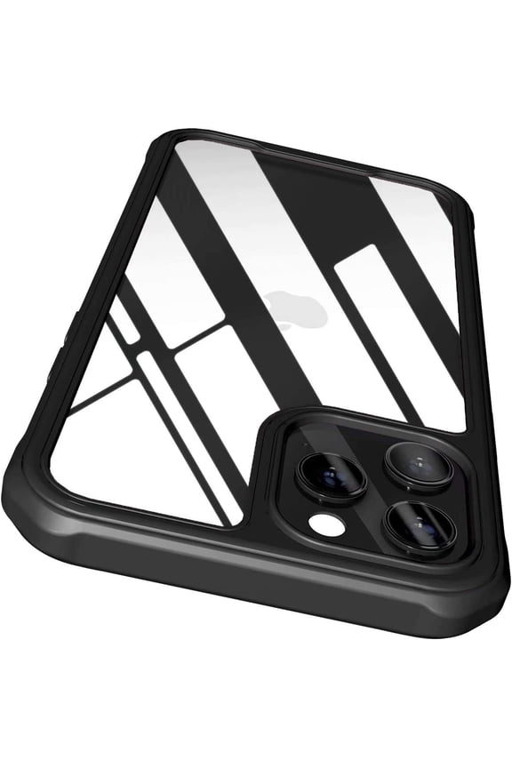 Designed for iPhone 12 Pro Max Case, Crystal Clear Hard PC Back Silicone Edge Shockproof Case, Black