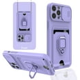 thumbnail image 1 of Designed for iPhone 13 Case with Camera Cover & Kickstand, Slide Lens Protection + Magnetic Ring Stand, Crossbody Strap,6.1 Inch,Purple, 1 of 6