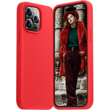 Designed for iPhone 14 Pro Case, Silicone Ultra Slim Shockproof Protective Phone Case with [Soft Anti-Scratch Microfiber Lining], 6.1 inch, Red