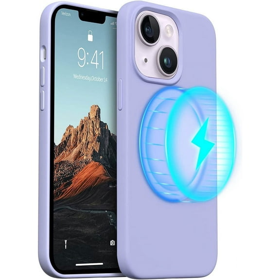 Entronix Magnetic Silicone Case for iPhone 14, Durable Slim Fit, Purple
