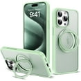 thumbnail image 1 of Designed for iPhone 15 Pro Max Case with 360° Rotatable & Magnetic Ring Stand [Compatible with Magsafe] Translucent Phone Case, Green, 1 of 7