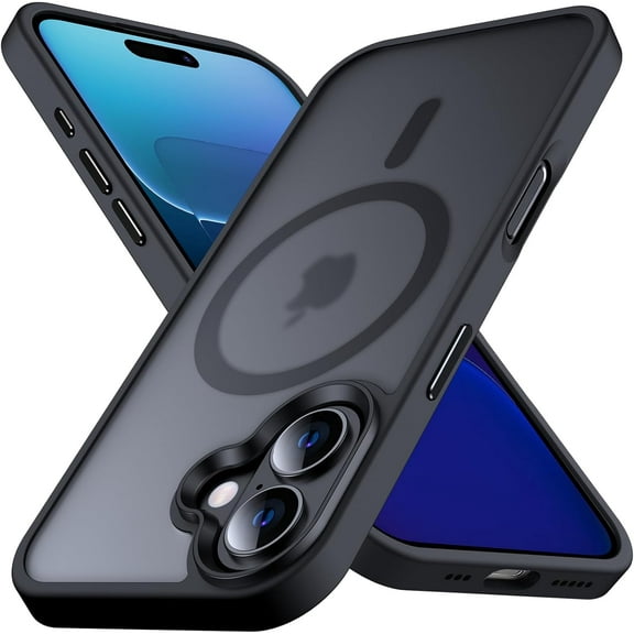 Designed for iPhone 16 Case, [Compatible with Magsafe] Super Soft Silicone Translucent Phone Case for iPhone 16 6.1 inch, Black