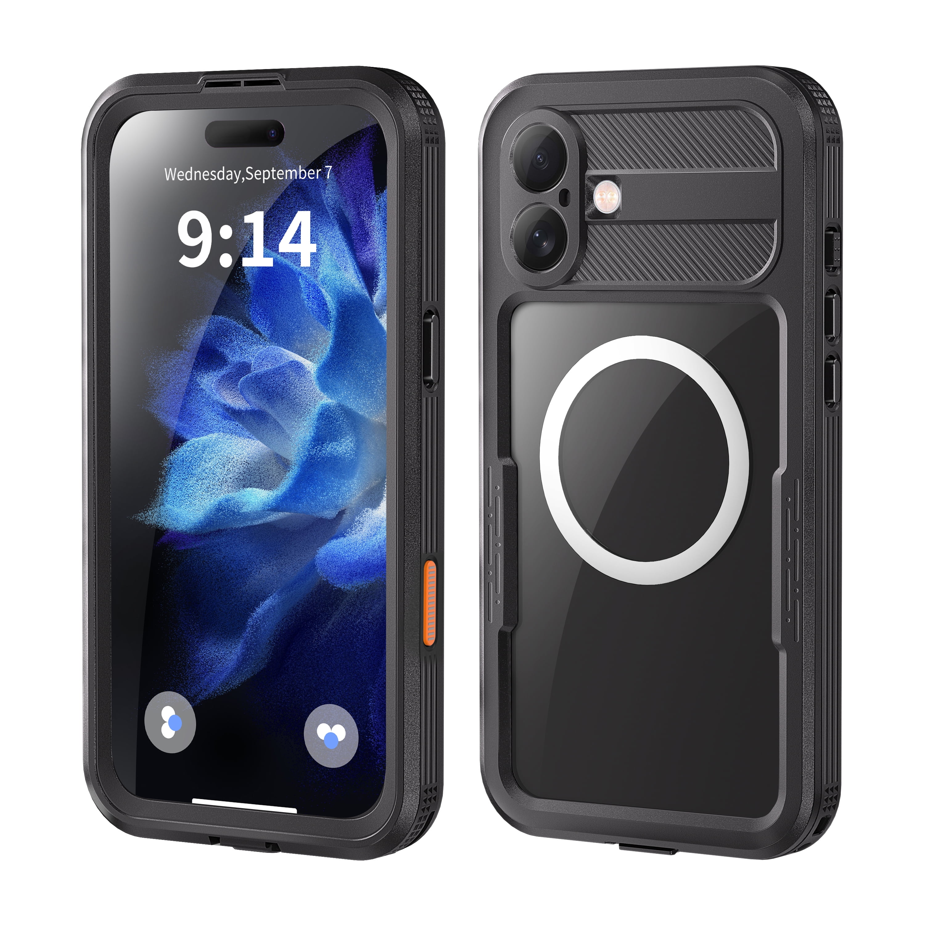 Black Waterproof Shockproof Full Body Protective iPhone 16 Case