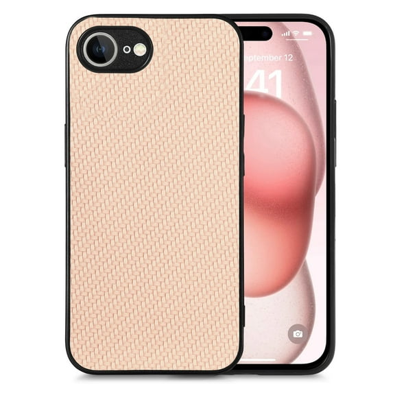 Designed for iPhone 16e Folding Case, Carbon Fiber Texture + TPU, Shockproof Lightweight Slim Drop Protection Cover for iPhone 16e, Khaki