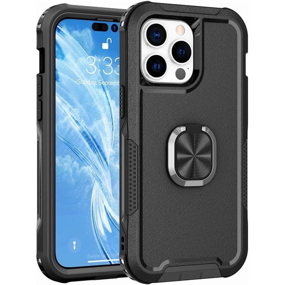 Designed for iPhone Case,3 In1 Anti-drop Heavy Duty Matter Hard PC Shockproof Full Body Protective Cover Phone Case (iPhone 14 Pro Max,Black)