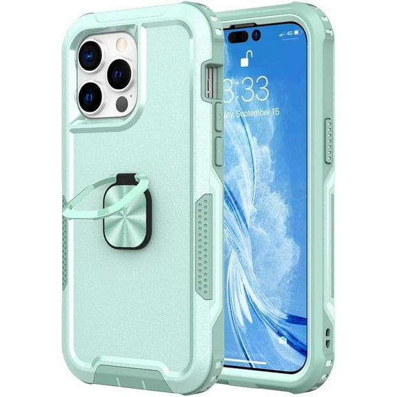 Designed for iPhone Case,3 In1 Anti-drop Heavy Duty Matter Hard PC Shockproof Full Body Protective Cover Phone Case (iPhone 15 Pro Max,Green)