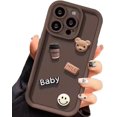 thumbnail image 1 of Designed for iPhone Case,3D Cute Coffee Bear Camera Lens Protection Shockproof Protective Cover Phone Case (iPhone 11,Brown), 1 of 6