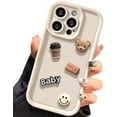 thumbnail image 1 of Designed for iPhone Case,3D Cute Coffee Bear Camera Lens Protection Shockproof Protective Cover Phone Case (iPhone 12 Pro Max,White), 1 of 6