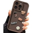 thumbnail image 1 of Designed for iPhone Case,3D Cute Coffee Bear Camera Lens Protection Shockproof Protective Cover Phone Case (iPhone 13 Pro Max,Brown), 1 of 6