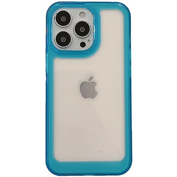 Designed for iPhone Case,Airbag Frame Clear Camera Lens Protection Shockproof Protective Cover Phone Case (iPhone 12 Pro,Blue)