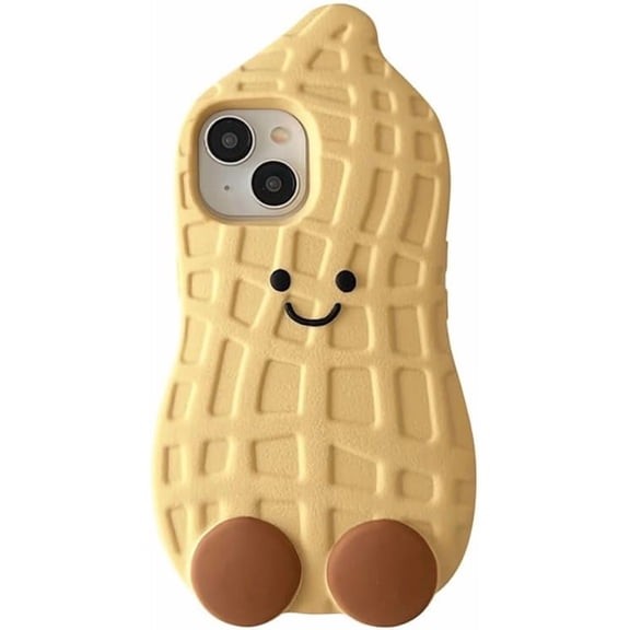 Designed for iPhone Case, Cartoon Smile 3D Peanut Soft Phone Case (Yellow, for iPhone 13 Pro Max)