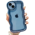 thumbnail image 1 of Designed for iPhone Case,Curly Wave Frame Pattern Camera Lens Protection Shockproof Protective Cover Phone Case (iPhone 13 Pro,Blue), 1 of 6