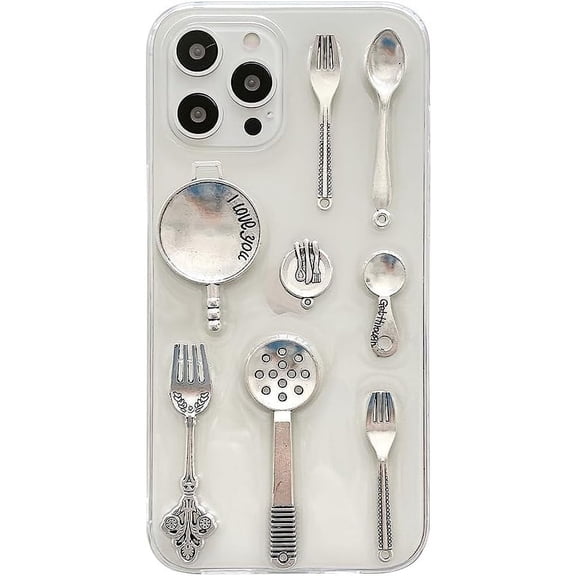 Designed for iPhone Case,Cute 3D Kitchenware Clear Shockproof Protective Cover Phone Case (iPhone 15 Pro Max,White)