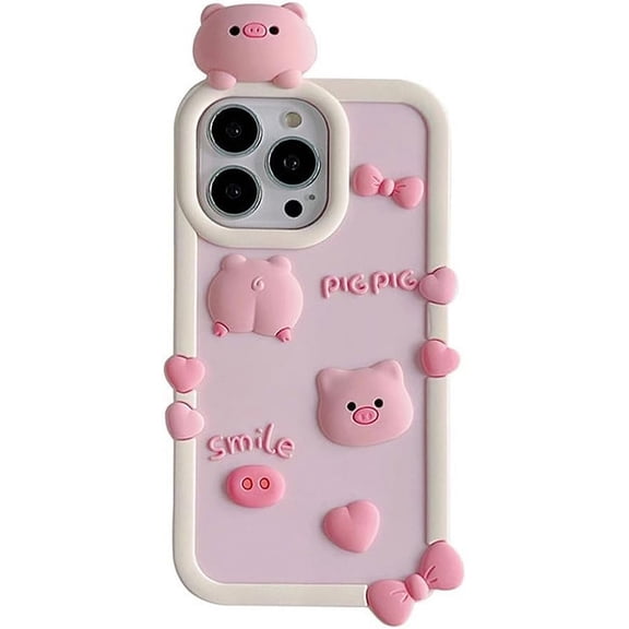Designed for iPhone Case,Cute 3D Pink Pig Bow Camera Lens Protection Shockproof Protective Cover Phone Case (Pink,iPhone 12)