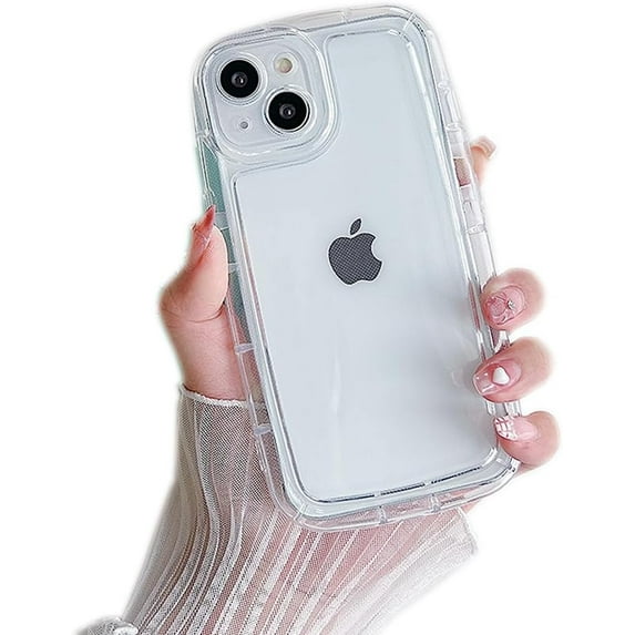 Designed for iPhone Case,Cute Airbag Frame Anti-Drop Camera Lens Protection Shockproof Protective Cover Phone Case (Clear,iPhone 14 Pro)