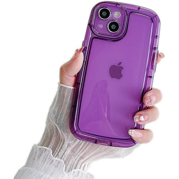 Designed for iPhone Case,Cute Airbag Frame Anti-Drop Camera Lens Protection Shockproof Protective Cover Phone Case (Purple,iPhone 15)