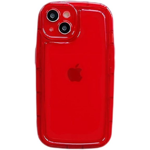Designed for iPhone Case,Cute Airbag Frame Anti-Drop Camera Lens Protection Shockproof Protective Cover Phone Case (Red,iPhone 13)