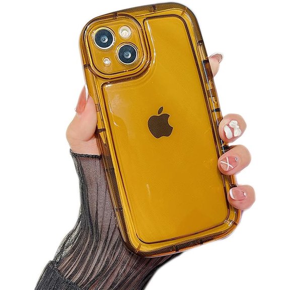 Designed for iPhone Case,Cute Airbag Frame Anti-Drop Camera Lens Protection Shockproof Protective Cover Phone Case (Yellow,iPhone 13 Pro)