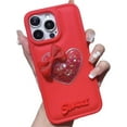 thumbnail image 1 of Designed for iPhone Case,Cute Bubble 3D Love Heart Quick Sand Bow Silicone Shockproof Protective Cover Phone Case (iPhone 11,Red), 1 of 4
