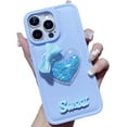 thumbnail image 1 of Designed for iPhone Case,Cute Bubble 3D Love Heart Quick Sand Bow Silicone Shockproof Protective Cover Phone Case (iPhone 13 Pro,Blue), 1 of 5