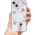 thumbnail image 1 of Designed for iPhone Case,Cute Cartoon Creative Planet Astronauts Camera Lens Protection Shockproof Protective Cover Phone Case (Star,iPhone 12), 1 of 5