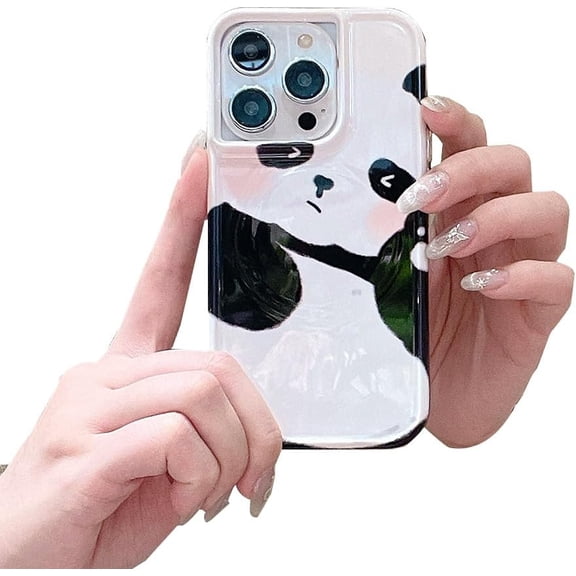 Designed for iPhone Case,Cute Cartoon Panda Pattern Smooth Shockproof Protective Cover Phone Case (iPhone 13,White)