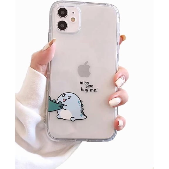 Designed for iPhone Case, Cute Couples Dinosaur Cartoon Clear Soft Phone Case(Female, for iPhone 11)