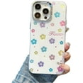 thumbnail image 1 of Designed for iPhone Case,Cute Flower Pattern(Electroplated Lens Protector Side Button) Shockproof Protective Cover Phone Case (iPhone 15,White), 1 of 5
