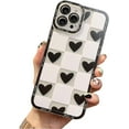 thumbnail image 1 of Designed for iPhone Case,Cute Grid Love Heart Pattern Silicone Camera Lens Protection Shockproof Cover Phone Case (iPhone 13 Pro,White), 1 of 5