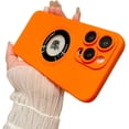 thumbnail image 1 of Designed for iPhone Case,Cute Hollow Matte Camera Lens Protection Shockproof Protective Cover Phone Case (iPhone 12,Orange), 1 of 5