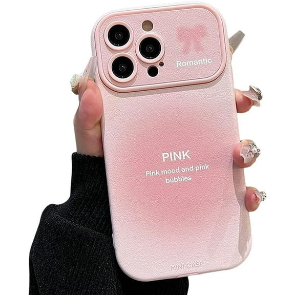 Designed for iPhone Case,Cute Simple Pink Gradient Large View Camera Lens Protection Shockproof Protective Cover Phone Case (iPhone 12 Pro Max,Pink)
