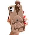 thumbnail image 1 of Designed for iPhone Case,Cute Teddy Bear Matte Camera Lens Protection Shockproof Protective Cover Phone Case (Brown,iPhone 12 Pro), 1 of 6