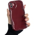 thumbnail image 1 of Designed for iPhone Case,Cute Water Wave Shape Frame Flower Shape Camera Lens Protection Shockproof Protective Cover Phone Case (Red,iPhone 12 Pro), 1 of 6