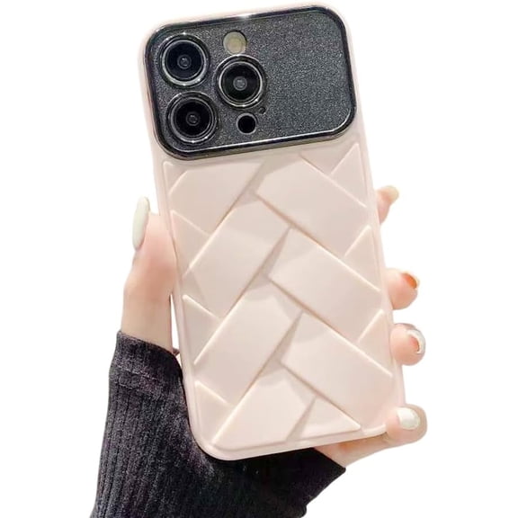 Designed for iPhone Case,Luxury 3D Woven Pattern Large View Camera Lens Protection Shockproof Protective Cover Phone Case (iPhone 11 Pro Max,White)