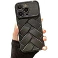thumbnail image 1 of Designed for iPhone Case,Luxury 3D Woven Pattern Large View Camera Lens Protection Shockproof Protective Cover Phone Case (iPhone 13 Pro,Black), 1 of 5