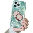 thumbnail image 1 of Designed for iPhone Case,Luxury Coconut Tree Water Ripple Pattern Bling Shockproof Protective Cover Phone Case (iPhone 14 Pro Max,Brown), 1 of 6