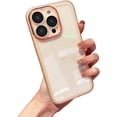 thumbnail image 1 of Designed for iPhone Case,Luxury Electroplated Camera Lens Protection Matte Frame Clear Shockproof Protective Cover Phone Case (Pink,iPhone 15), 1 of 6
