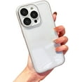 thumbnail image 1 of Designed for iPhone Case,Luxury Electroplated Camera Lens Protection Matte Frame Clear Shockproof Protective Cover Phone Case (White,iPhone 14 Pro), 1 of 6