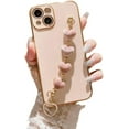thumbnail image 1 of Designed for iPhone Case,Luxury Electroplated Silicone with Love Heart Hand Bracelet Shockproof Protective Cover Phone Case (iPhone 14 Pro Max,Pink), 1 of 5